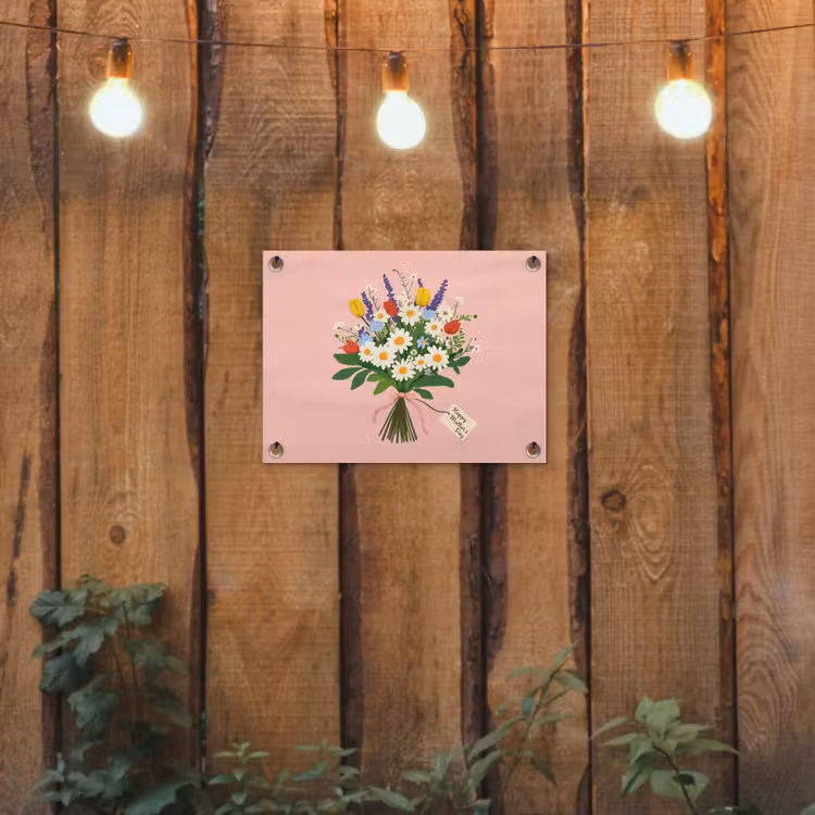 Bloemen - Lint - Kaartje tuinposter los doek klein -sfeer1