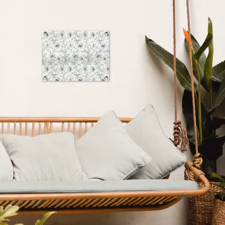 Bloemen - Getekend - Groen tuinposter los doek klein 239 -sfeer7