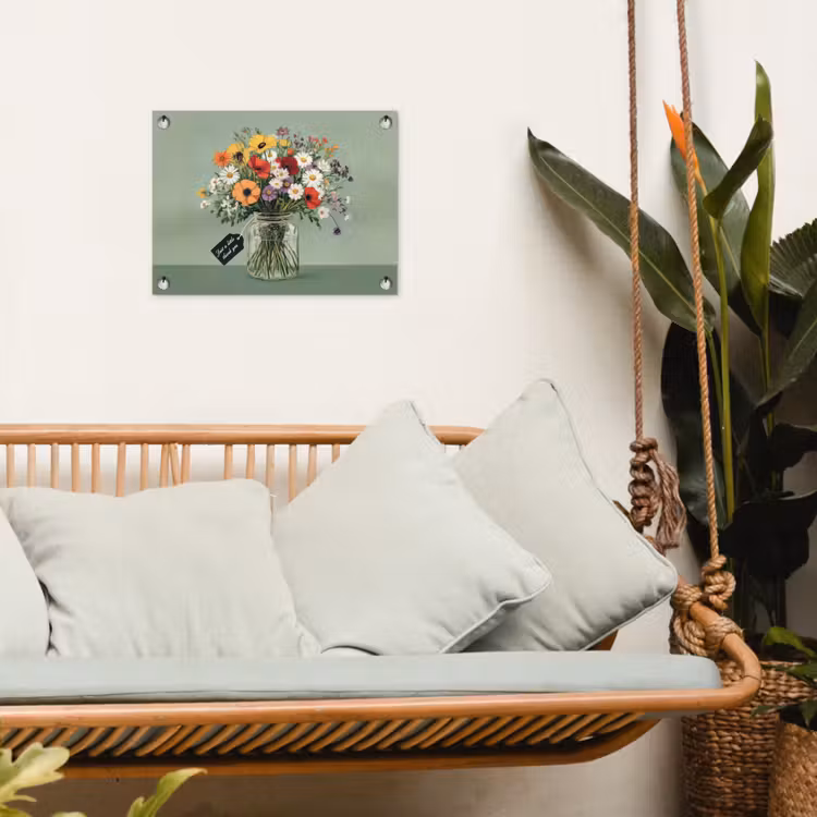 Bloemen - Vaas - Kaartje tuinposter los doek klein -sfeer7