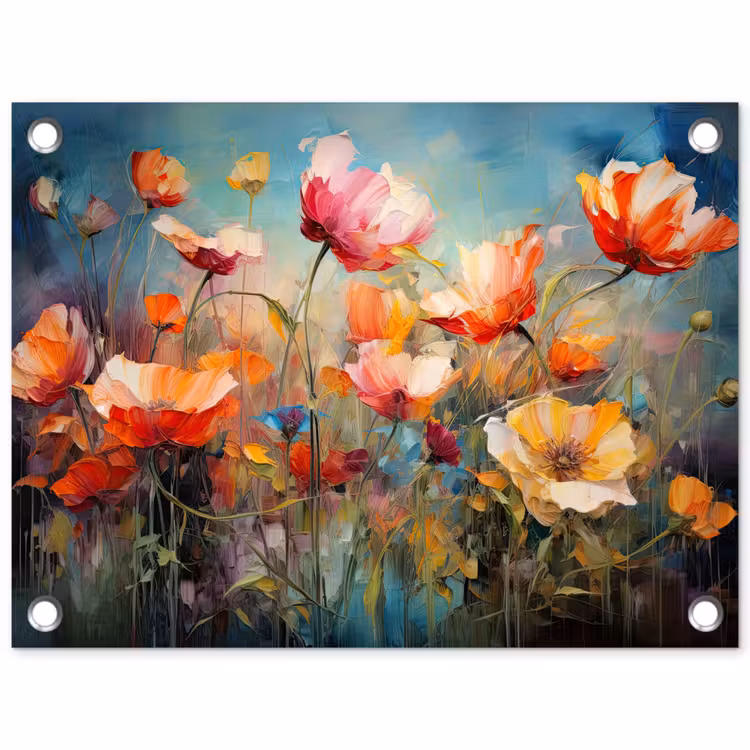 Bloemen - Watercolor - Kunst - Botanisch - Natuur tuinposter los doek klein -3d