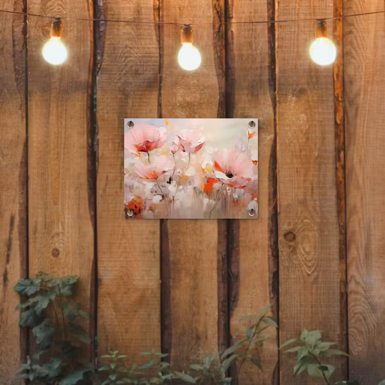 Bloemen - Watercolor - Roze - Abstract - Kunst tuinposter los doek klein -sfeer1