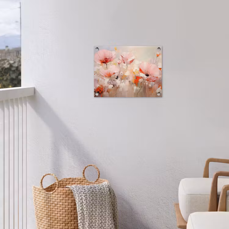 Bloemen - Watercolor - Roze - Abstract - Kunst tuinposter los doek klein -sfeer8