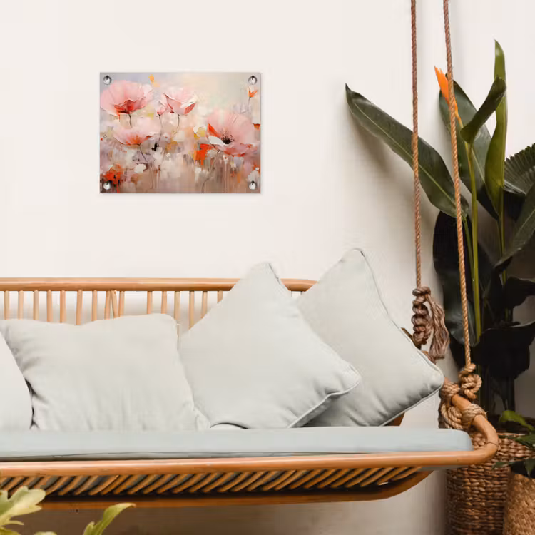 Bloemen - Watercolor - Roze - Abstract - Kunst tuinposter los doek klein -sfeer7