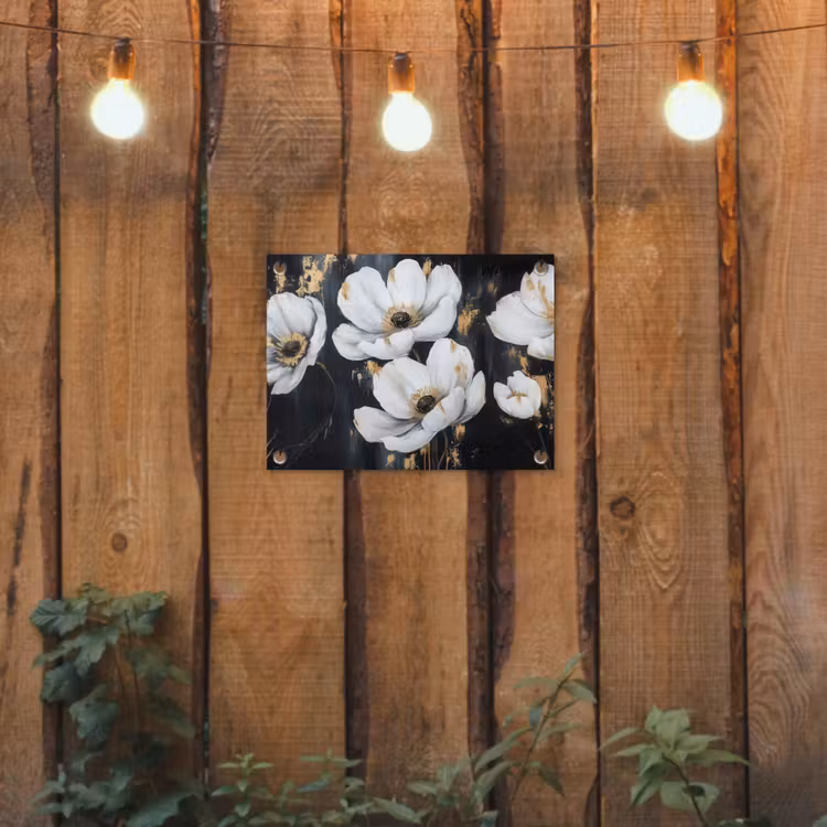 Bloemen - Wit - Abstract tuinposter los doek klein -sfeer1