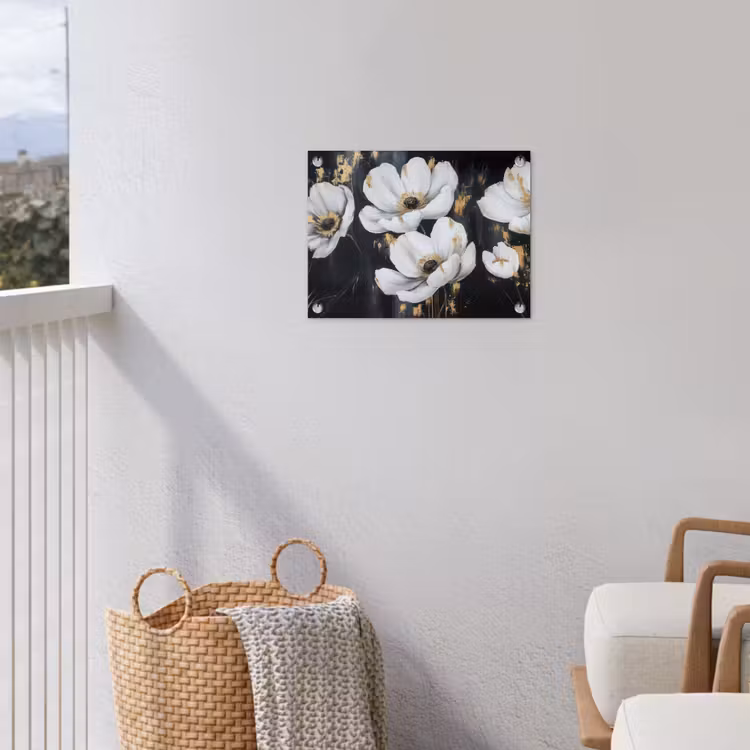 Bloemen - Wit - Abstract tuinposter los doek klein -sfeer8