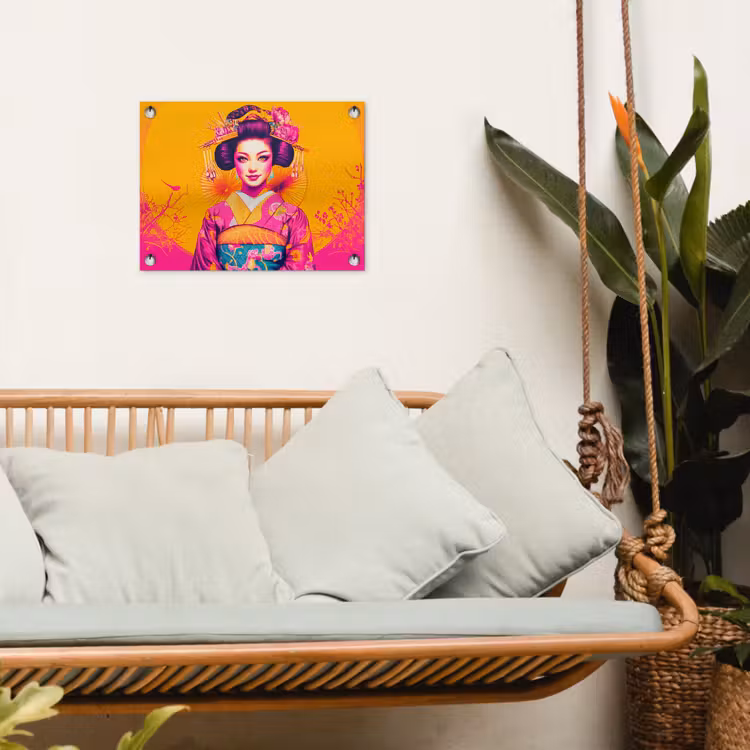 Bloemen - Vrouw - Kimono - Roze tuinposter los doek klein -sfeer7