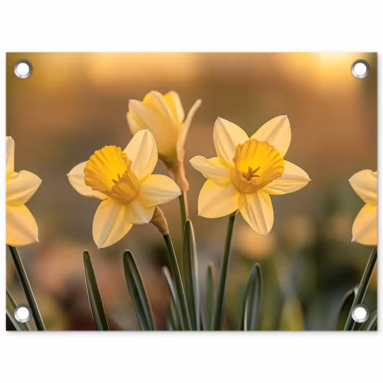 Bloemen - Geel - Wazig tuinposter los doek klein -3d