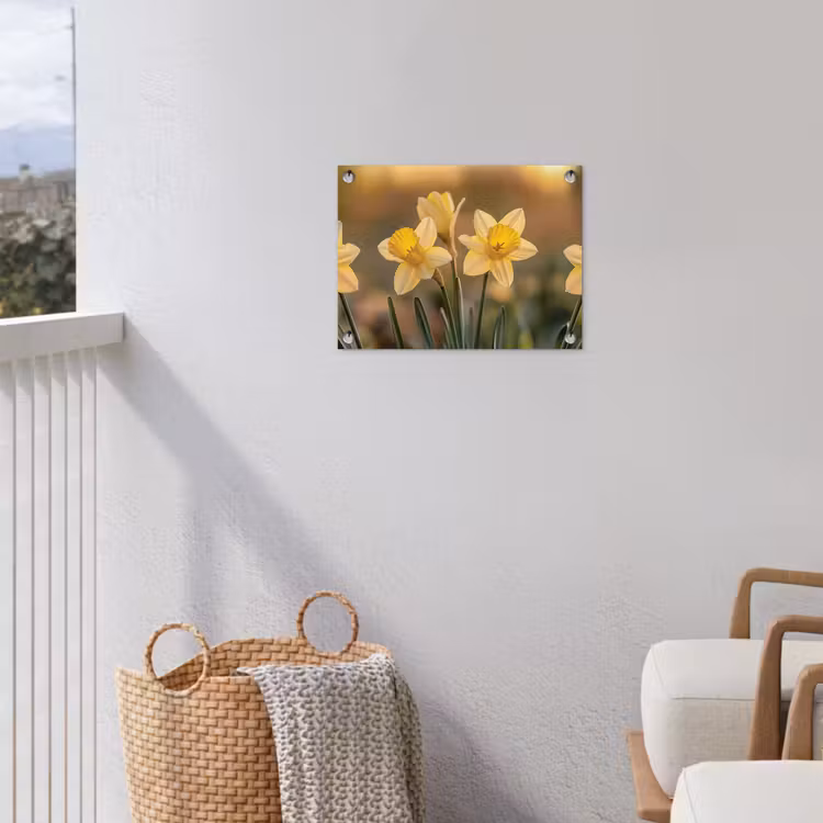 Bloemen - Geel - Wazig tuinposter los doek klein -sfeer8