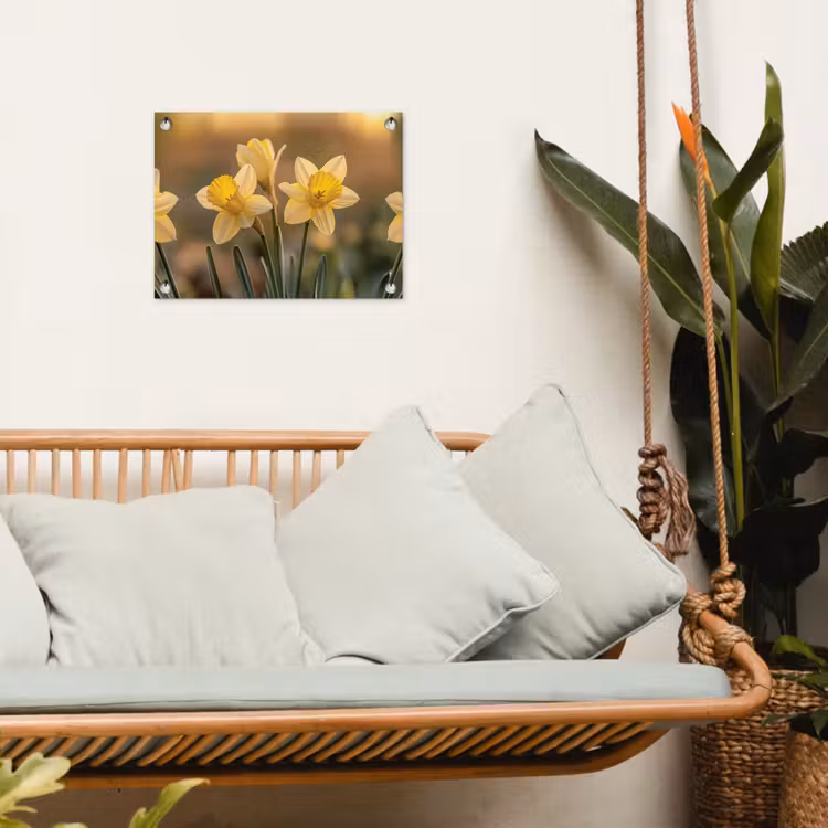 Bloemen - Geel - Wazig tuinposter los doek klein -sfeer7