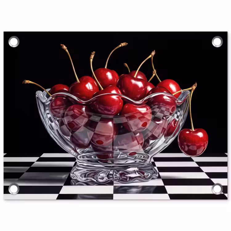 Garden Poster - Food - Cherries - Red - Eten - Kersen - Rood tuinposter los doek klein
