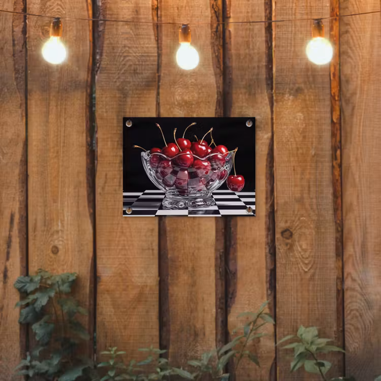 Garden Poster - Food - Cherries - Red - Eten - Kersen - Rood tuinposter los doek klein