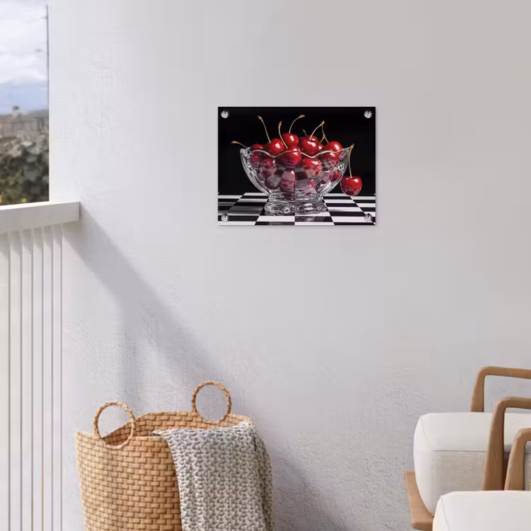 Garden Poster - Food - Cherries - Red - Eten - Kersen - Rood tuinposter los doek klein