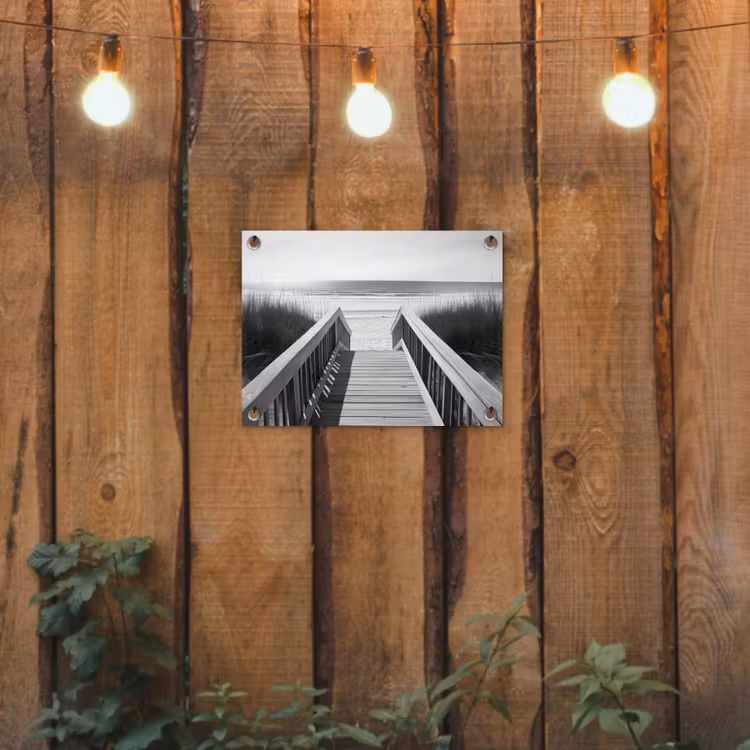 Loopbrug - Hout - Strand - Zee tuinposter los doek klein -sfeer1