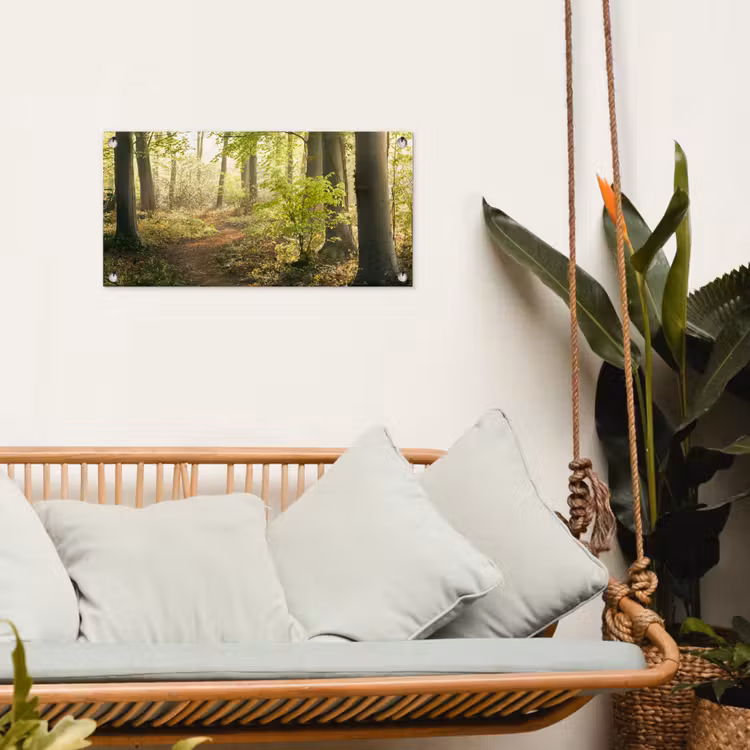 Bospad bij zonsopgang tuinposter los doek klein -sfeer7