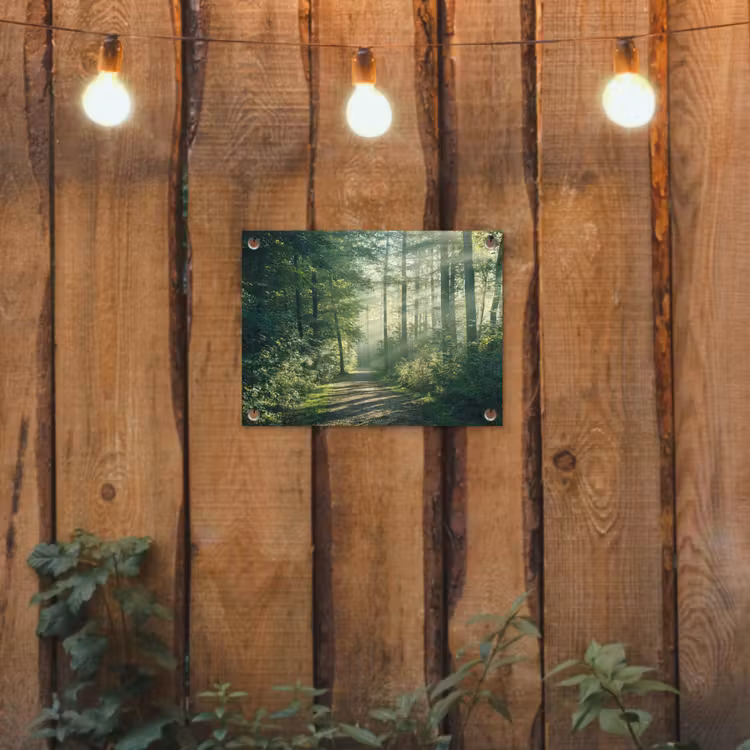 Bos - Pad - Zon - Bomen - Groen - Natuur tuinposter los doek klein -sfeer1