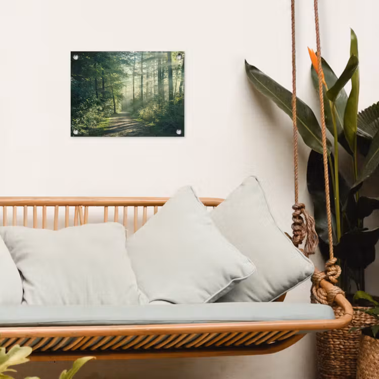 Bos - Pad - Zon - Bomen - Groen - Natuur tuinposter los doek klein -sfeer7