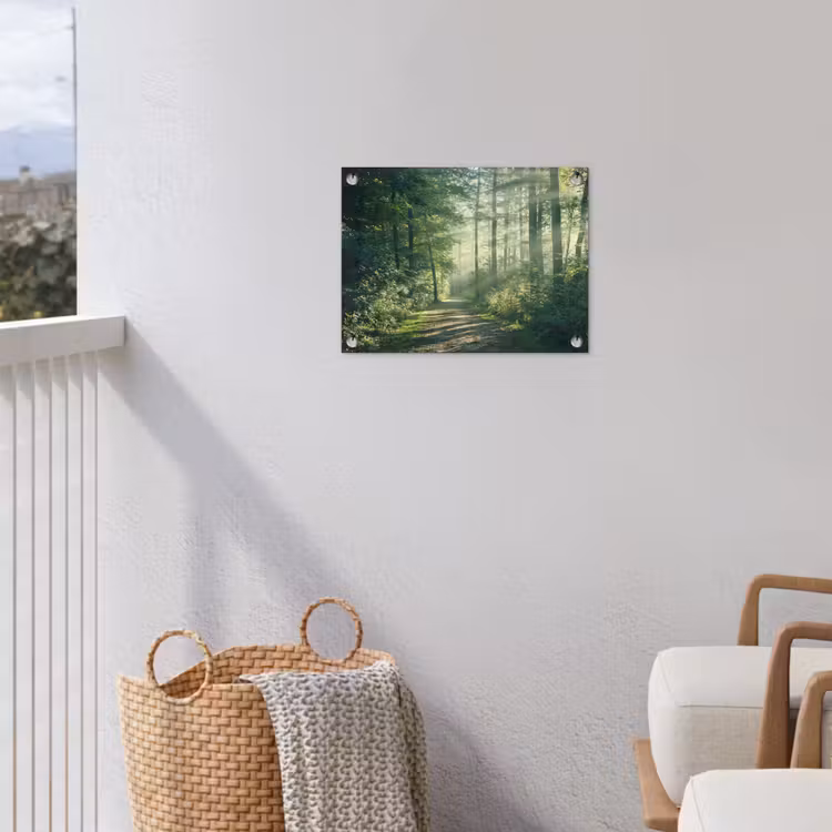 Bosweg in ochtendlicht tuinposter los doek klein -sfeer8