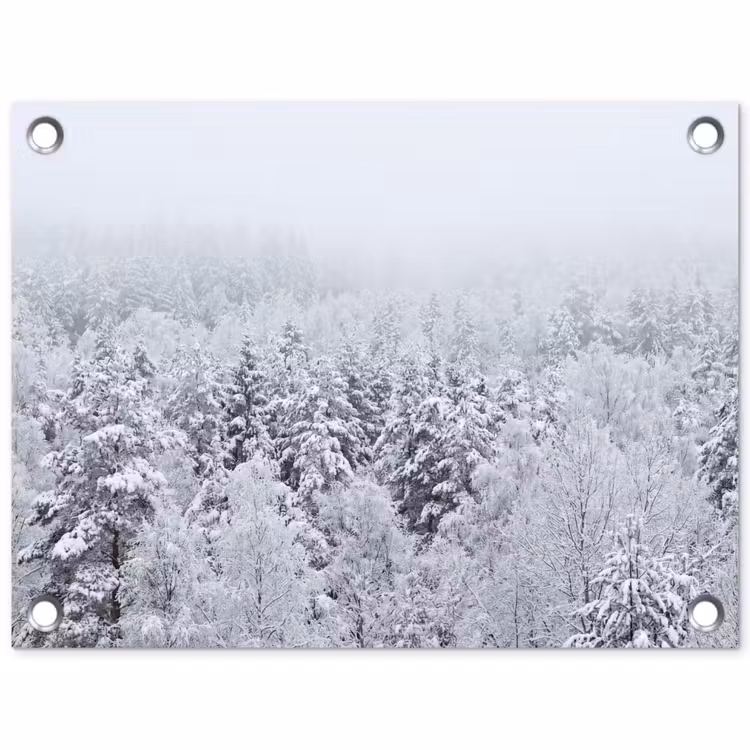 Bos - Sneeuw - Winter - Natuur - Wit tuinposter los doek klein -3d