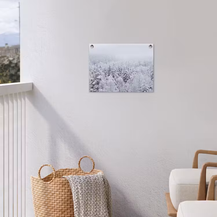Bos - Sneeuw - Winter - Natuur - Wit tuinposter los doek klein -sfeer8