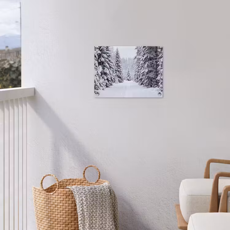Bos - Winter - Sneeuw - Pad - Natuur tuinposter los doek klein -sfeer8