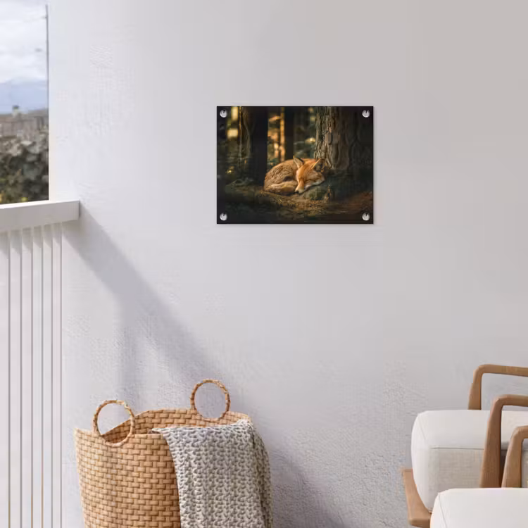 Vos - Bos - Slapen tuinposter los doek klein -sfeer8