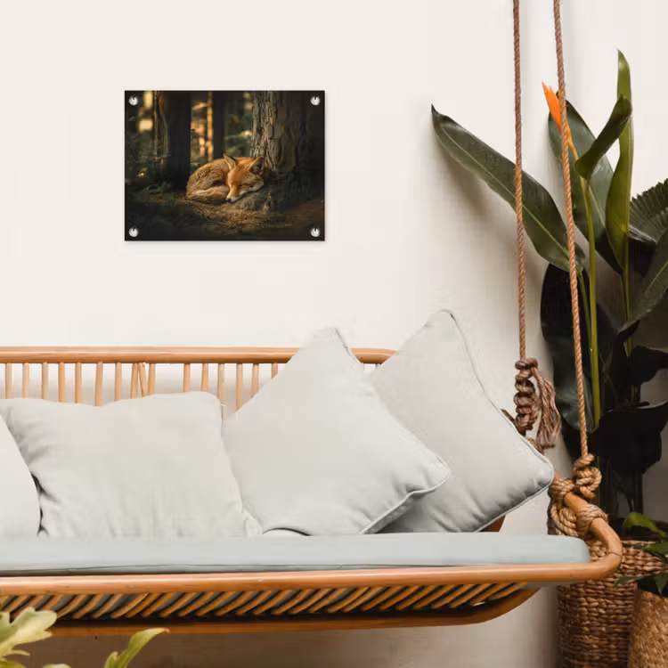 Vos - Bos - Slapen tuinposter los doek klein -sfeer7