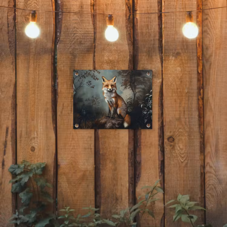Vos - Rots - Bos - Oranje tuinposter los doek klein -sfeer1