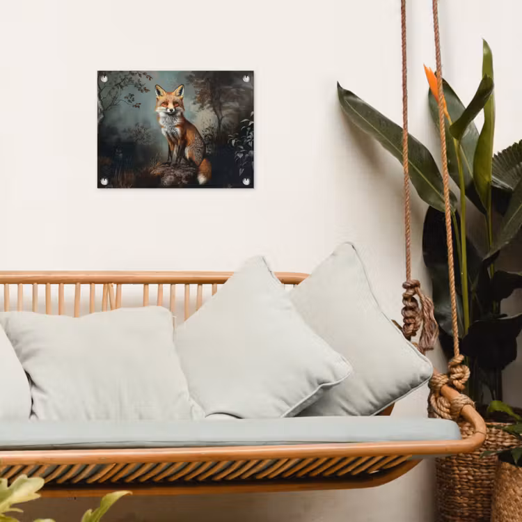 Vos - Rots - Bos - Oranje tuinposter los doek klein -sfeer7
