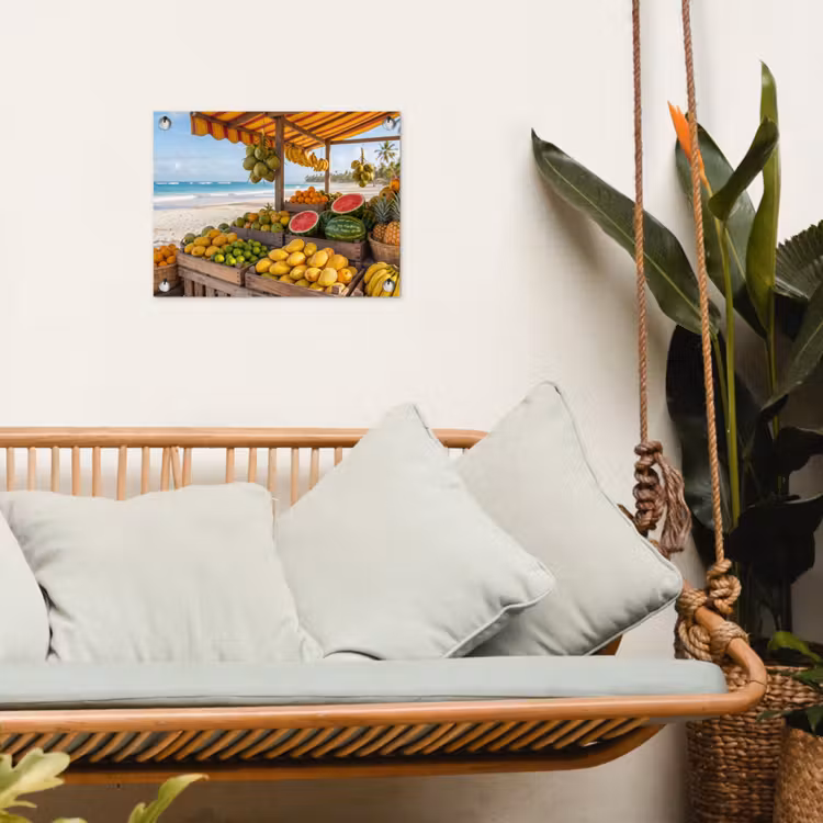 Garden Poster - Fruit - Beach - Tropical - Fruit - Strand - Tropisch tuinposter los doek klein