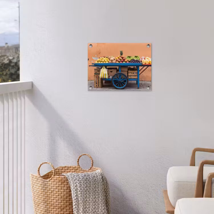 Garden Poster - Fruit - Cart - Street - Fruit - Kar - Straat tuinposter los doek klein