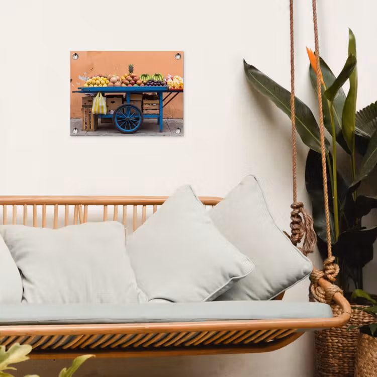 Garden Poster - Fruit - Cart - Street - Fruit - Kar - Straat tuinposter los doek klein
