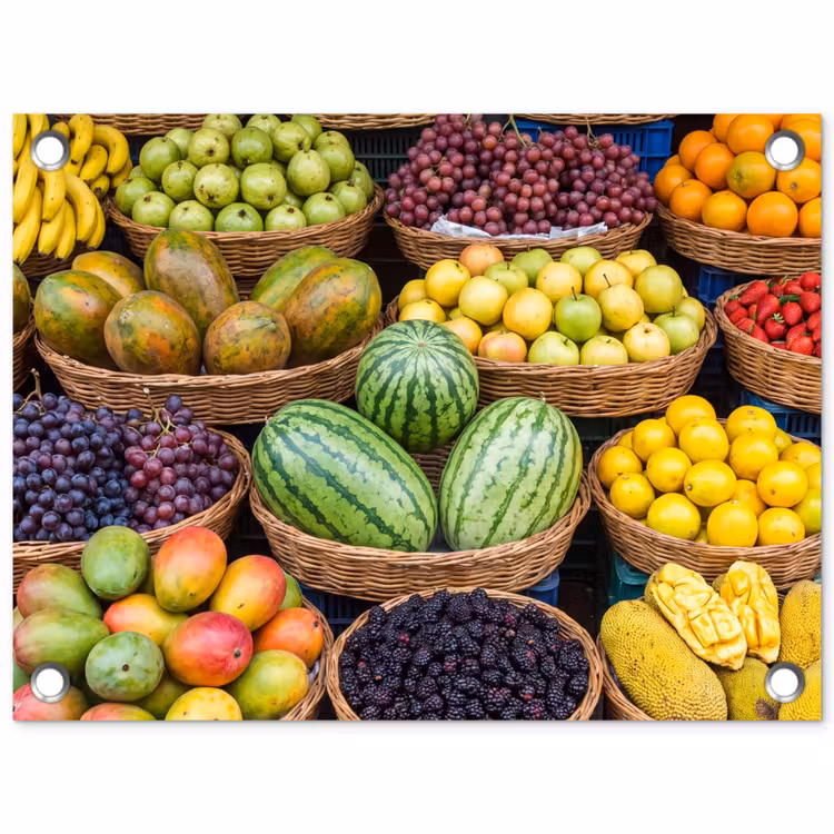 Garden Poster - Fruit - Market - Colorful - Fruit - Markt - Kleurrijk tuinposter los doek klein