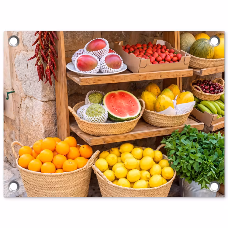 Garden Poster - Fruit - Market - Fresh - Fruit - Markt - Vers tuinposter los doek klein