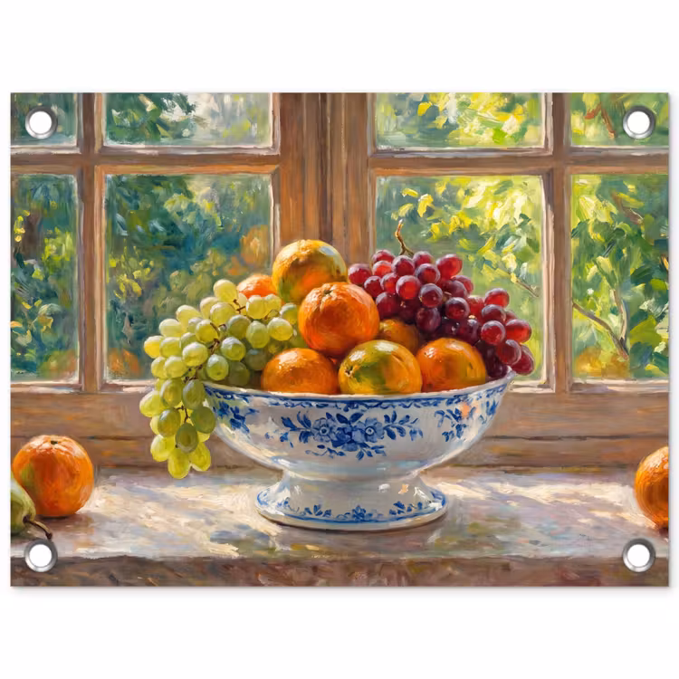 Garden Poster - Fruit - Windowsill - Nature - Fruit - Vensterbank - Natuur tuinposter los doek klein
