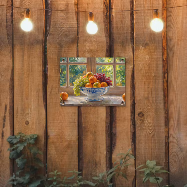 Garden Poster - Fruit - Windowsill - Nature - Fruit - Vensterbank - Natuur tuinposter los doek klein