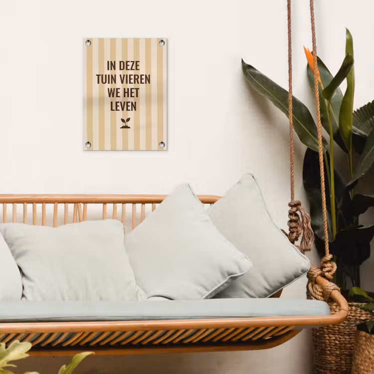 Tuin - Quote - Strepen - Zomer tuinposter los doek klein -sfeer7