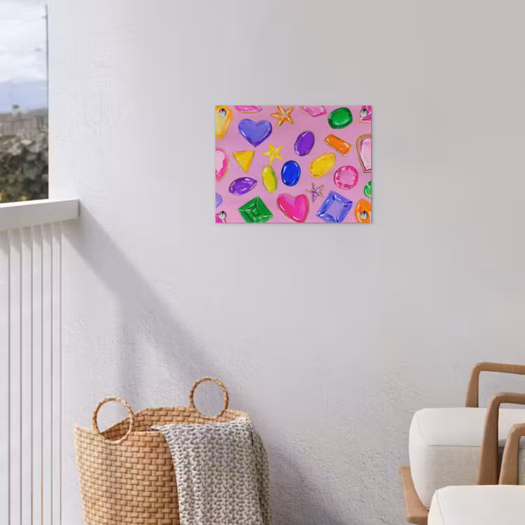 Edelstenen - Vormen - Hartje - Kleurrijk tuinposter los doek klein -sfeer8
