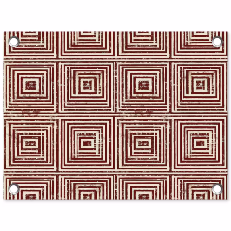 Geometrisch - Patroon - Rood tuinposter los doek klein 239 -3d