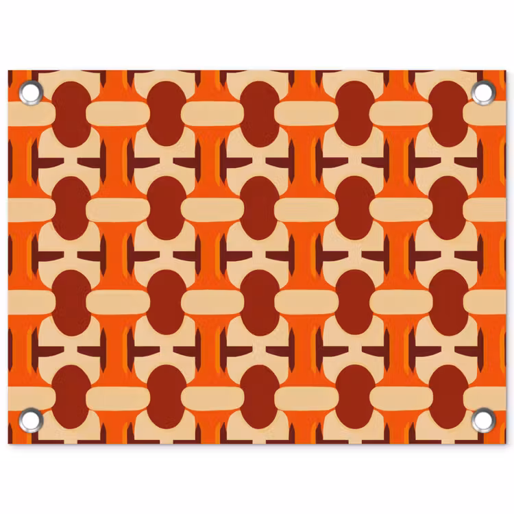 Geometrisch - Retro - Oranje tuinposter los doek klein 239 -3d