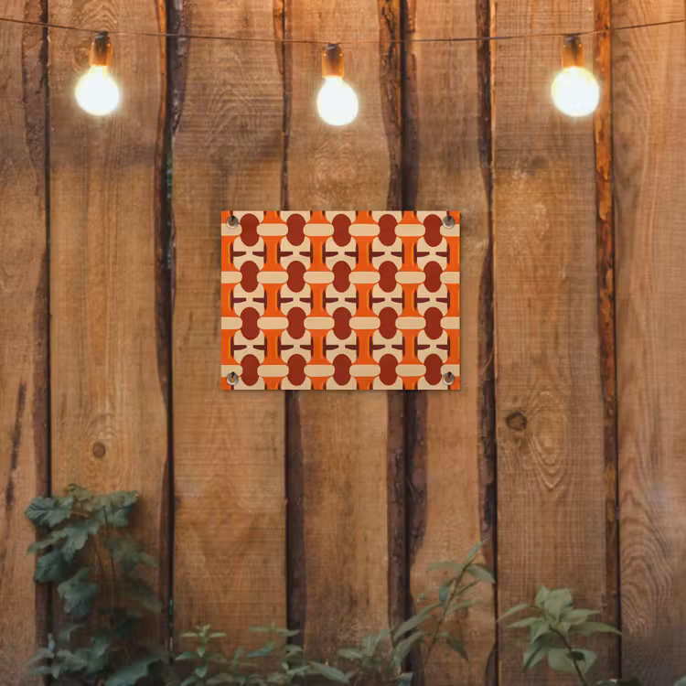 Geometrisch - Retro - Oranje tuinposter los doek klein 239 -sfeer1