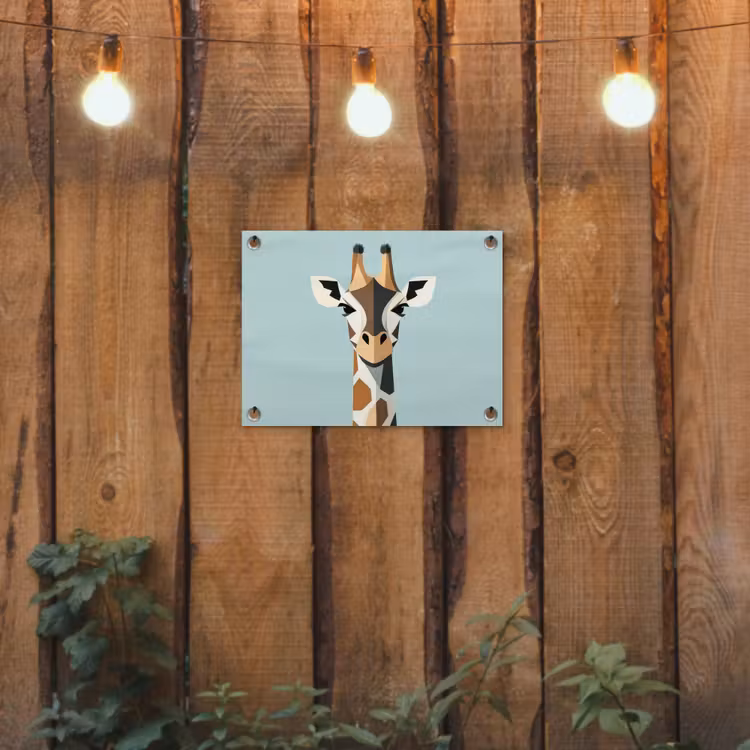 Giraffe - Illustratie - Bruin - Minimalistisch tuinposter los doek klein -sfeer1