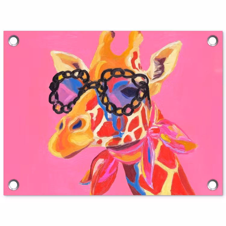 Giraf - Roze - Bril - Sjaal tuinposter los doek klein -3d
