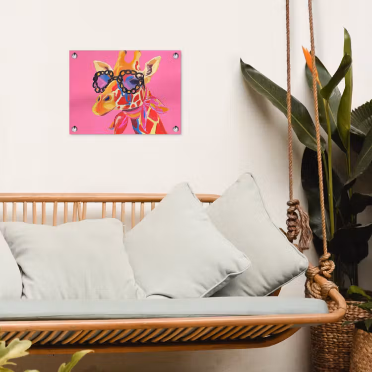 Giraf - Roze - Bril - Sjaal tuinposter los doek klein -sfeer7