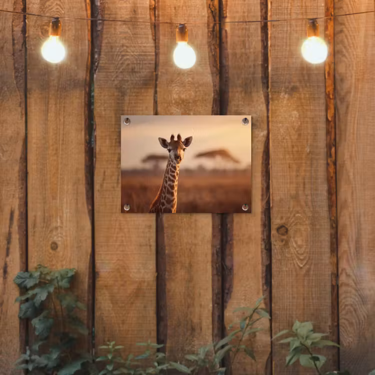 Giraf - Savanne - Bruin tuinposter los doek klein -sfeer1