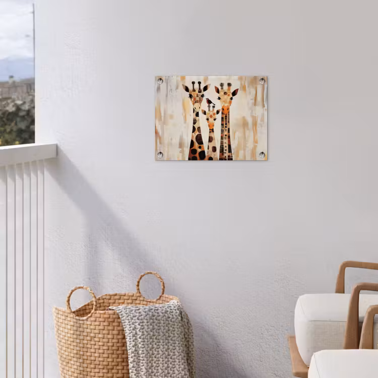 Giraffen - Cartoon - Crème tuinposter los doek klein -sfeer8