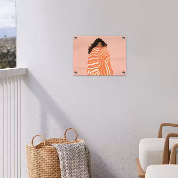 Meisje - Deken - Gestreept - Oranje tuinposter los doek klein -sfeer8