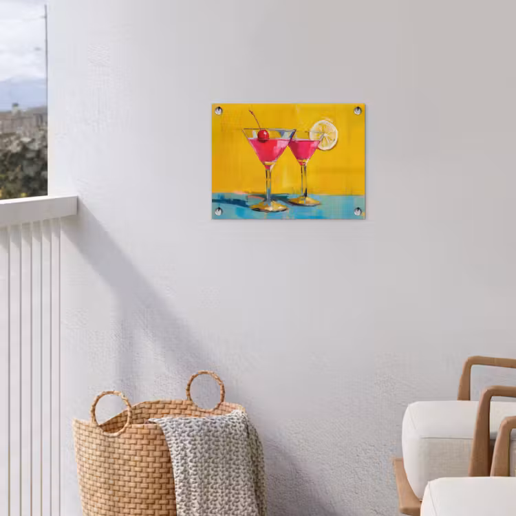 Glazen - Cocktail - Citroen - Kers tuinposter los doek klein -sfeer8
