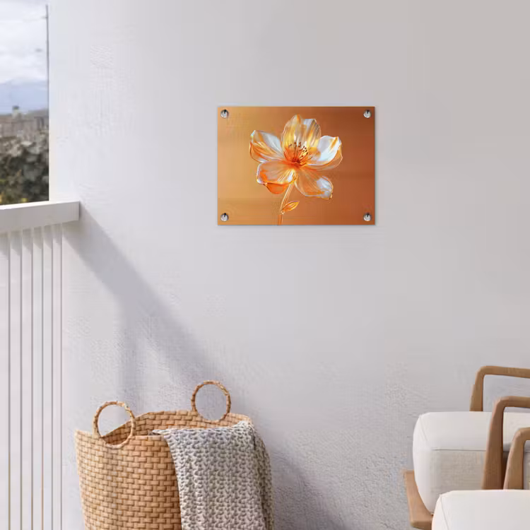 Glazen - Bloem - Oranje tuinposter los doek klein -sfeer8
