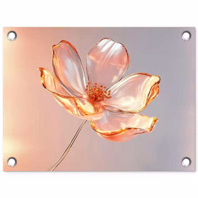 Glazen - Bloem - Roze tuinposter los doek klein -3d