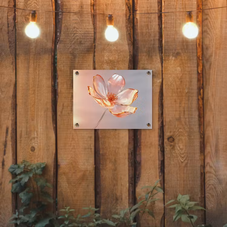 Glazen - Bloem - Roze tuinposter los doek klein -sfeer1
